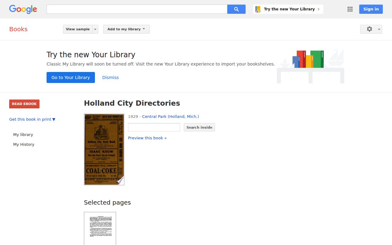 Holland Township city directory digitized 1929 record