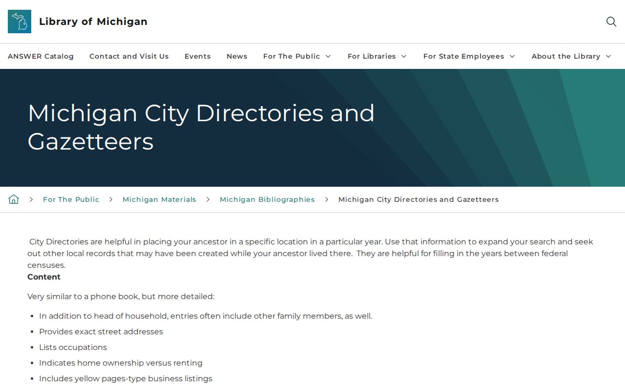 Holland Township previous residents Library of Michigan city directory guide