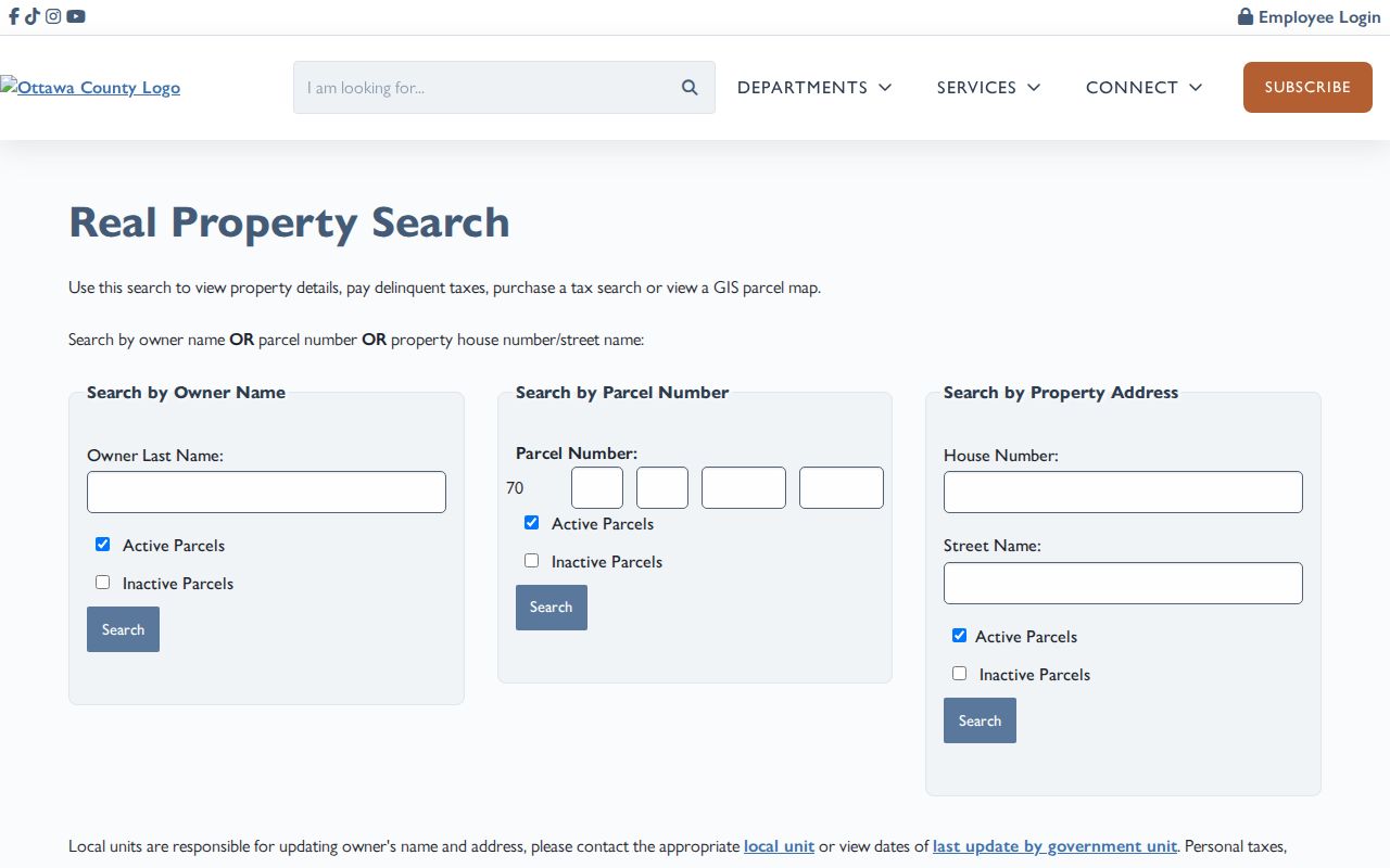 Holland Township residents directory Ottawa County property search fields
