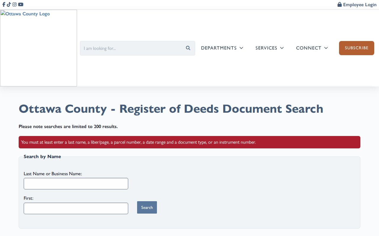 Holland Township residents directory Ottawa County deed index search